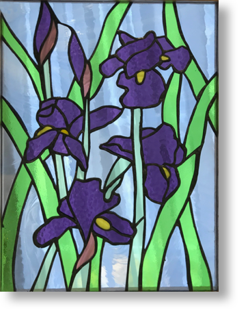 Purple Iris, Wood Frame